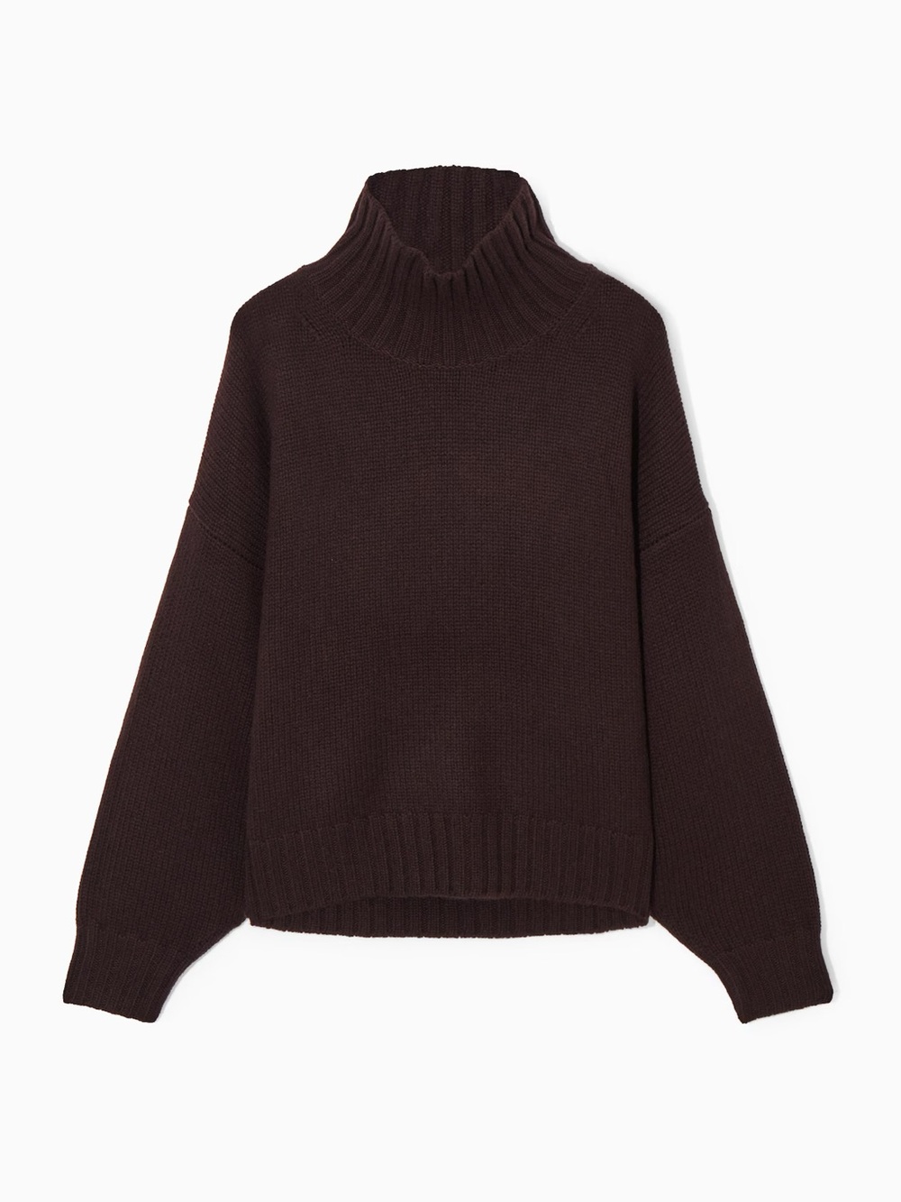 COS Chunky Pure Cashmere Turtleneck Sweater- Dark Brown- Size XS